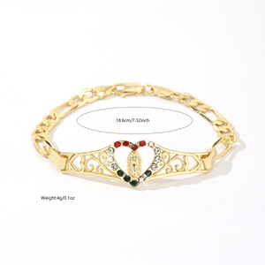 Pulsera Cristiana Religiosa al por Mayor, Pulsera <span class=keywords><strong>de</strong></span> Corazón con Circonita y Dijes <span class=keywords><strong>de</strong></span> la <span class=keywords><strong>Virgen</strong></span> <span class=keywords><strong>de</strong></span> <span class=keywords><strong>Guadalupe</strong></span> para Pulseras - Product Image 6
