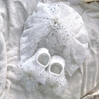 Conjunto de Gorro y Calcetines para Bebé, Diseño Floral con Protección de Fontanela, Transpirable y Ecológico, para Niñas Recién Nacidas