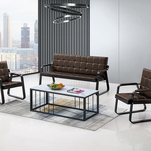 Sofá de oficina Ekintop de tres plazas con mesa de centro negra de 172x70x83 cm para recepción y reuniones - Product Image 2