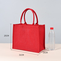 Bolsa de Yute Grande, Tipo Tote, para Compras o Playa, Negra, Personalizada, Bolsas de Hesse para Mujer, Bolsos de Mano, Venta al Por Mayor, con Botones