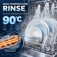 Lave-vaisselle commercial en acier inoxydable 304 avec fonction d'auto-nettoyage et d'auto-vidange