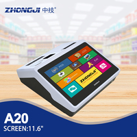 Terminal de point de vente tout-en-un ZHONGJI Mini de bureau 11,6 pouces avec imprimante thermique intégrée 80 mm, processeur Intel Quad-Core, 4 Go/8 Go de RAM, Windows 128 Go