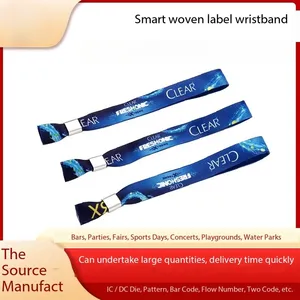 Customized RFID Bracelet Wristband With Logo Print Woven Polyester Fabric Wristband NFC Festival Ticket Concert Entry Bracelet