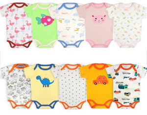 Wholesale 5 Pcs Newborn <strong>Infant</strong> <strong>Short</strong> Sleeves <strong>Set</strong> Cotton Baby Romper <strong>Set</strong> - Product Image 5