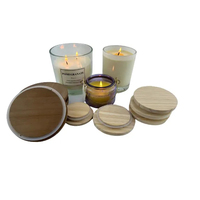 Venta al por mayor, tarro personalizado de 88mm, sellos de tapa de madera, tapa antiderrame para tarros de velas con silicona