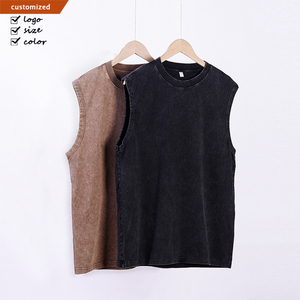 Camiseta sin mangas de algodón 100% para <span class=keywords><strong>hombre</strong></span>, estilo deportivo, con estampado, lavada, personalizable con logo, ecológica. - Product Image 1