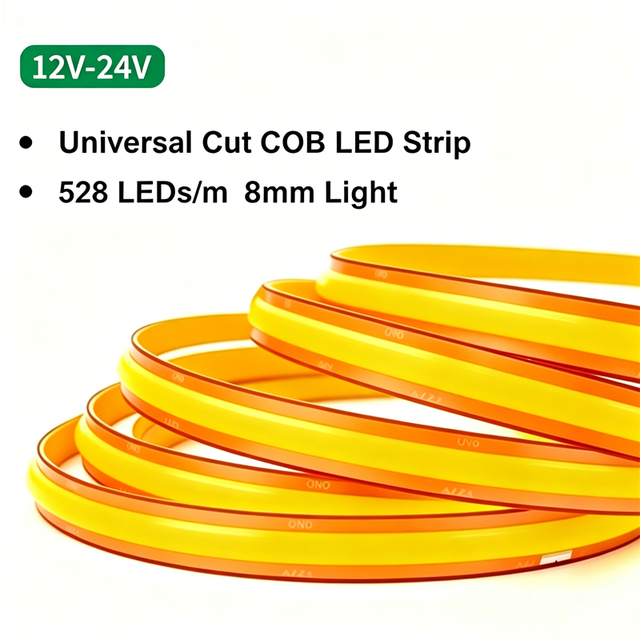 Free Cutting ROHS RGBW COB LED Strip 12V 24V IP20 Remote Control Ra90 528LEDS Self Adhesive Flexible Ribbon Light