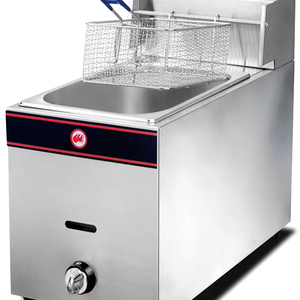 2024 Ventas CALIENTES productsGas freidora profunda de acero de pie cocina Hotel freidora profunda chips máquina de pollo 1-Tanque 1-cesta Freidora de Gas - Product Image 1