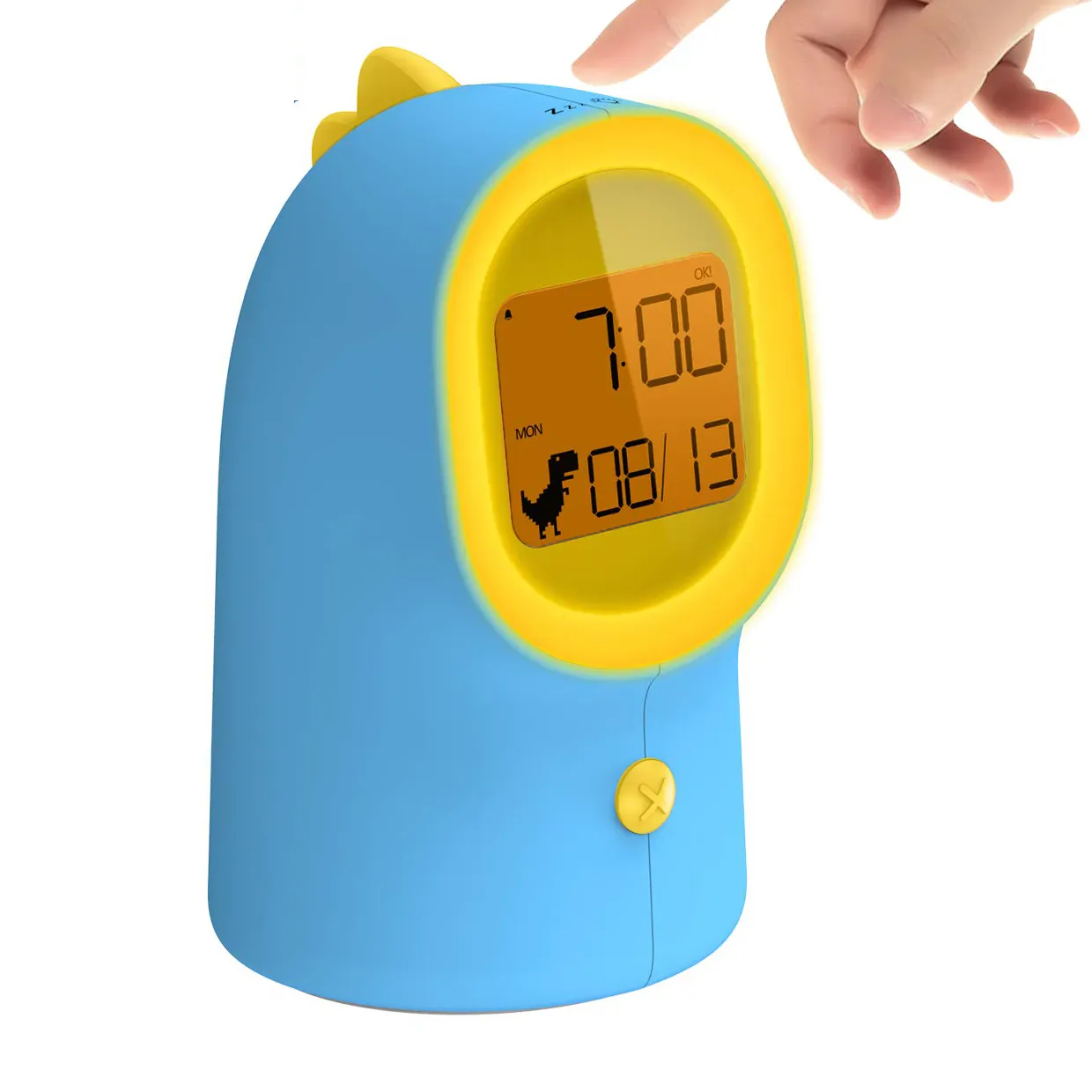 Children Alarm Clock with Night Light, Sleep Trainer for Teaching Kids Time to Wake up with 2 Rings, Digital Clock with Battery