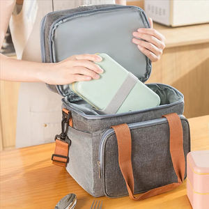 Heopono çift katlı yalıtımlı termal gıda 2 bölmeler kullanımlık Fitness su geçirmez piknik soğutucu öğle yemeği çantası yetişkinler için - Product Image 6