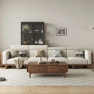 Sofá de madera maciza de estilo nórdico, nuevo sofá de tela de madera de fresno de estilo chino, sofá sencillo para sala de estar, muebles de madera maciza - Product Image 5