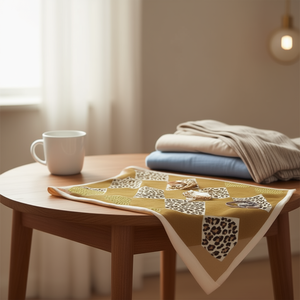 Foulard Quadrato Piccolo con Motivo a Diamanti e Stampa Leopardata 70x70cm, Accessorio di Moda per Donne - Product Image 2