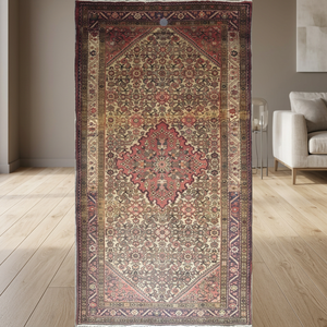 Tapis artisanal noué à la main en mélange de laine et de coton, design vintage luxueux, 9'9 x 5'3, origine Qom, antidérapant, poils moyens - Product Image 2