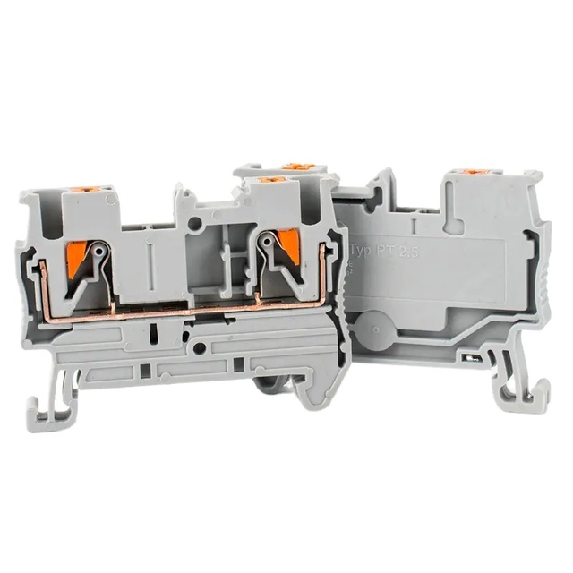 PT2.5 Push-In Terminal 2.5mm Cable Spring Feed-Through Strip Plug Wire Electrical Connector DIN Rail Terminal Block PT 2.5