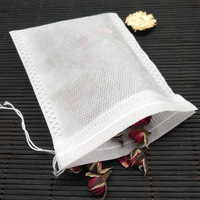 Sachets de thé en vrac jetables, vides, de qualité alimentaire, non tissés, imprimés en héliogravure, résistants à l'humidité, avec fermeture à cordon, filtrants