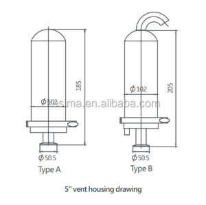 מסנן קוזמה 304 נירוסטה/316l 5 ''/10'' אוויר אוורור גז מסנן דיור עם מחסנית מסנן ptfe עבור עיקור אוויר עיקור אוויר - Product Image 5
