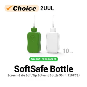 2UUL <span class=keywords><strong>CL51</strong></span> CL52 Botella de Plástico SoftSafe 10PCS 50ml Dispensador de Solvente con Punta Suave Segura para Pantallas para Reparación de Teléfonos Caja Transparente Verde - Product Image 1