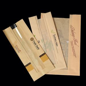 Custom Logo Food Donut Loaf Cookie Bread Packing Kraft Burger <b>Bags</b> Sandwich Paper <b>Bag</b> With Window - Product Image 1