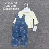 Ensemble décontracté d'été pour bébé, 2 bodys à manches longues + shorts à taille élastique, 100% coton, tenue unisexe 3 pièces pour 3-9 mois
