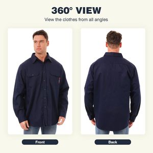 Chemises de travail SAFETY 7oz <span class=keywords><strong>FR</strong></span> pour hommes, chemise de soudage haute visibilité, résistante aux flammes, 100% coton, manches longues, CAT2 - Product Image 3