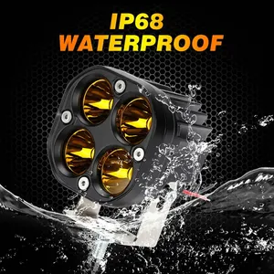 أضواء عمل LED بقوة 40 واط وحجم 3 بوصات، كشافات قيادة، أضواء ضباب صفراء/بيضاء للسيارات والشاحنات الصغيرة والجرارات ومركبات الدفع الرباعي، تعمل بجهد 12 فولت و24 فولت - Product Image 4