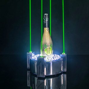 Porta Botellas de Vino de Acero Inoxidable con Iluminación LED en Forma de As de Espadas para Bares, KTV, Discotecas, Exhibidor Moderno con Láser Verde - Product Image 3