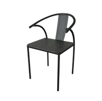 Açık Metal yemek masası ve sandalye seti balkon eğlence yuvarlak masa restoran demir istiflenebilir kol sandalyeler ev mobilyaları