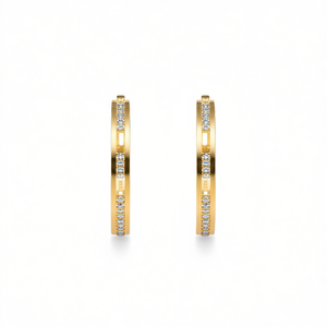 Boucles d'oreilles créoles de luxe en or massif 18 carats avec sertissage de strass en cristal pour femme, à porter au quotidien - Product Image 1