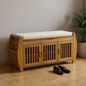 Banc à chaussures avec armoires de rangement, étagère à chaussures en bois, espace de rangement dissimulé, meubles de salon - Product Image 2