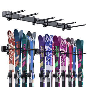 JH-Mech Support de rangement mural réglable pour ski et snowboard pour 12 paires de skis Rail de 47 pouces Support mural pour planche de surf en acier - Product Image 1