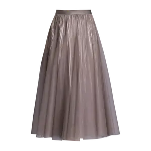 Rok panjang kain Tule, rok panjang pinggang tinggi modis di kedua sisi musim semi untuk wanita