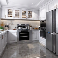 Cuisine moderne écologique modulaire sur mesure avec éclairage LED, vitrine en verre, appareils électroménagers encastrés, mobilier de cuisine complet de haute qualité