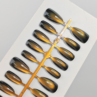 30 faux ongles œil de chat, couvrance totale, forme amande courte, brillants, en verre, à presser, fournisseur