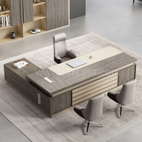 Ensemble de bureau et de chaise de direction de bureau durable, table de bureau élégante avec armoire