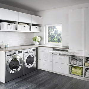 Meuble <span class=keywords><strong>de</strong></span> salle <span class=keywords><strong>de</strong></span> bain moderne laqué sur mesure, résistant à l'eau et écologique, avec armoire et <span class=keywords><strong>panier</strong></span> intégrés - Product Image 1