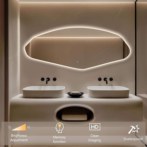 Miroir de salle de bain LED pleine longueur, mural, moderne, sans cadre, avec interrupteur tactile et fonction anti-buée, personnalisable pour salon - Product Image 4