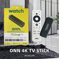 Onn TV Stick Android 14 4K Quad Core Smart TV Box Wi-Fi de Doble Banda 2GB RAM con Control Remoto por Voz Reproductor Multimedia Streaming Ethernet