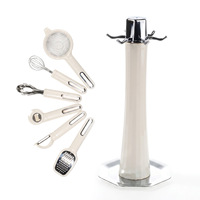 Ensemble de 7 mini-gadgets de cuisine multifonctionnels en plastique, fouet à œufs, ouvre-bouteille avec support de rangement, logo laser personnalisé