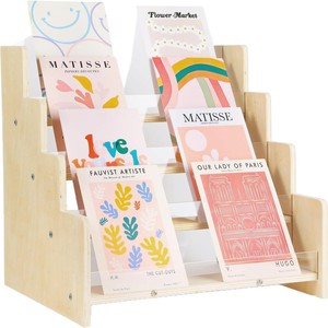Wooden Multi Tiered Card Display Rack 3 Tier Book <b>Shelf</b> For Greeting Cards Postcards Childrens Books <b>Desktop</b> Organizer - Product Image 1