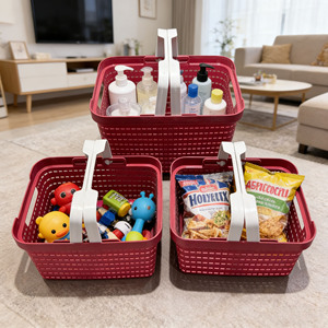 Paniers de rangement en plastique multi-usages de couleur personnalisée avec poignée pour <span class=keywords><strong>la</strong></span> cuisine, les courses, <span class=keywords><strong>la</strong></span> salle de bain, les vêtements, le maquillage et les fournitures de bureau - Product Image 6