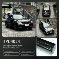 Film de protection automobile liquide métallique noir TPU, installation à l'état humide, brillant, 1,52*15m, rouleau PPF de haute qualité pour voiture personnalisée