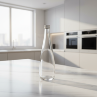 Bouteille en verre ronde transparente Sishang 520 ml avec étiquettes et couvercle scellé pour boissons, bière, vin, jus