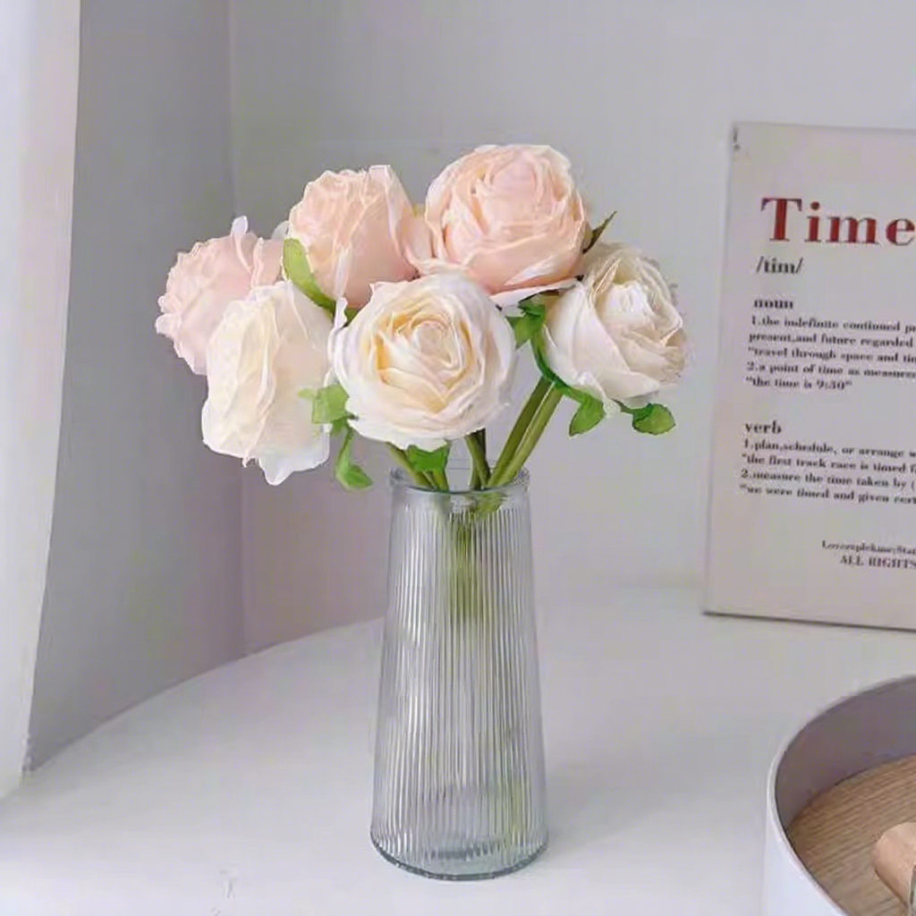 4 milky white stems + 3 pink stems