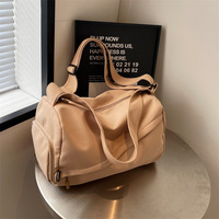 Sac de sport décontracté en toile à motif géométrique avec fermeture éclair, séparation sec/humide, couleur unie, grande capacité, pour gym, yoga, voyage court, à porter à l'épaule