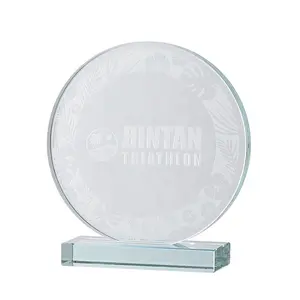 Aangepaste Goedkope Clear Optische Kristal Award Trofee Ronde Vorm Glazen Trofee Blanks Award