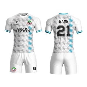 Maillot de football pas cher style sport sublimation Style vierge personnalisé vêtements de sport de football bleu rouge kit pour jeunes hommes - Product Image 6