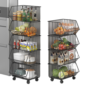 Organizador de Cocina Multifuncional Moderno de 4 Niveles de Acero al Carbono con Ruedas Universales, Estante de Almacenamiento Extraíble para Frutas - Product Image 3