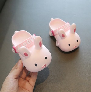 Sandales d'été pour enfants, mules bébé garçons filles, sandales bébé lapin dessin animé, talons plats, pantoufles dessin animé unies, chaussures de jardin pour enfants - Product Image 2