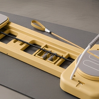 Pilates Reformer en matériau PP, mini-appareil multifonctionnel, machine de flexibilité, lit de yoga pliable pour usage domestique, violet/beige