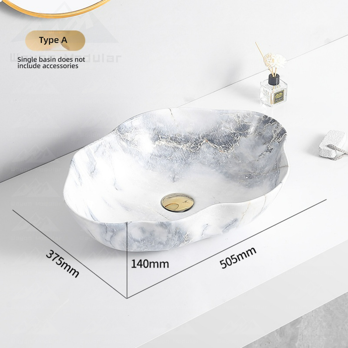 Model A single basin (without accessories)
